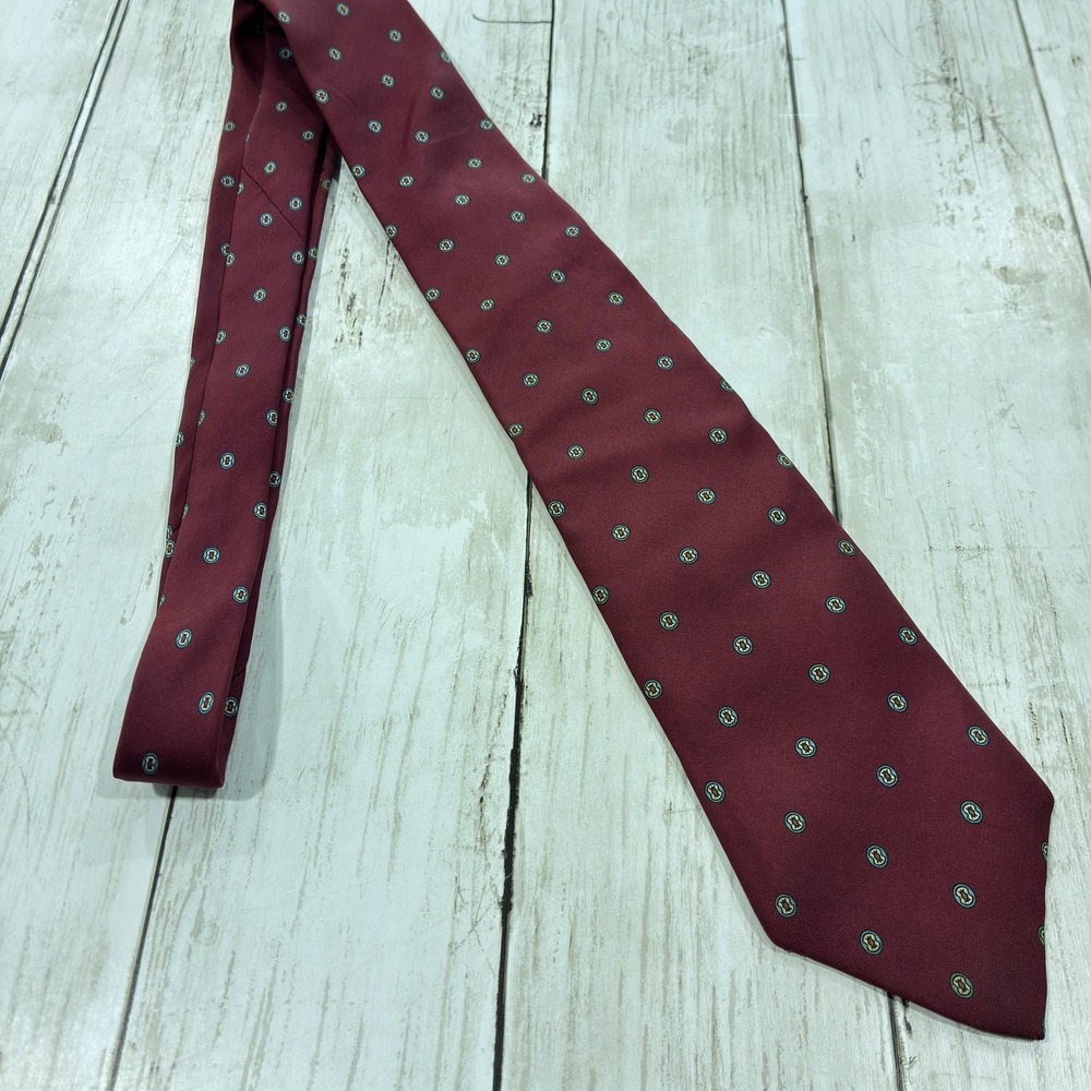 Giorgio Sant'Angelo Men's Burgundy Silk Tie with Geometric Pattern Made in USA